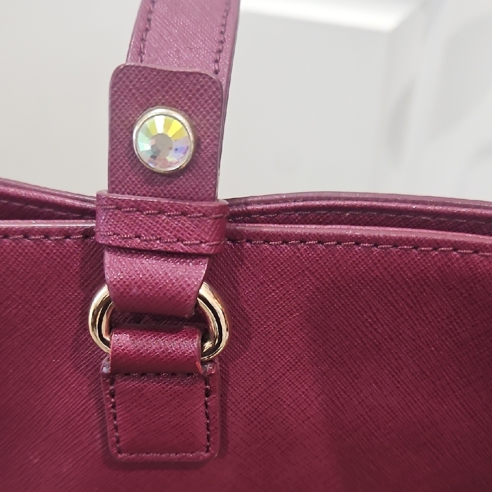 Juicy Couture Wine Red Tote with Gold Accents - Picture 3 of 13